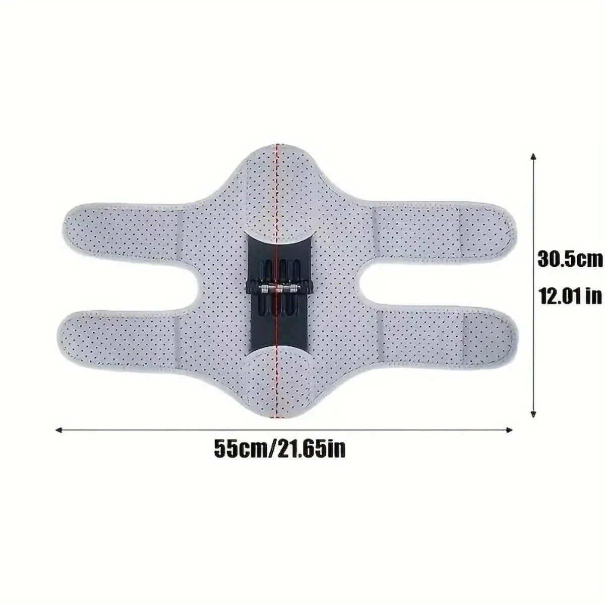 A white joint support knee pad with a central brace for pain relief.