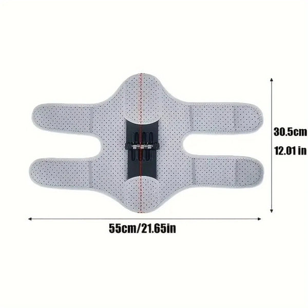 Un coussinet de genou avec support articulaire blanc et une attelle centrale pour soulager la douleur.