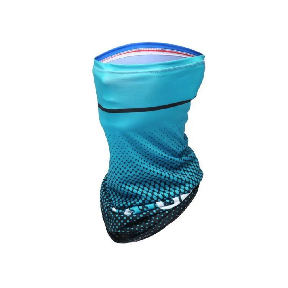 A teal breathable full face sun protection mask shown from the side.