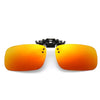 Pair of orange tinted UV400 polarized driving sunglasses with black arms