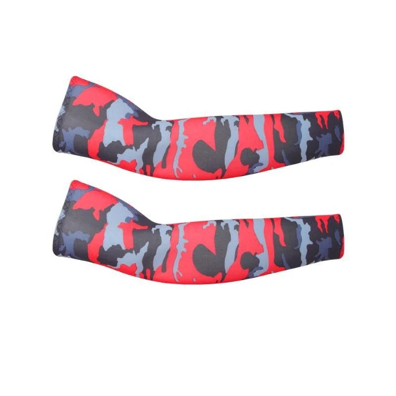 Pair of camouflage patterned cooling arm sleeves for UV protection