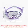 Purple kids swimming goggles with protective film lenses shown from above.