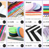 Various colored elastic bands including striped, solid, and nylon types for sewing and decoration
