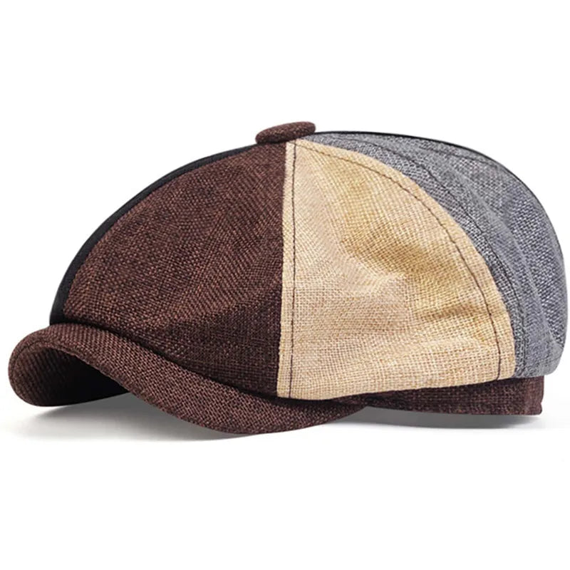 Unisex Linen Newsboy Cap – Retro Octagonal Beret