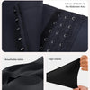 Close-up display of black high-waisted shaping leggings showing hooks and breathable fabric.