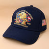 Navy blue adjustable peak hat featuring an embroidered design for the United States of America 250th Anniversary