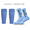 Ein Paar blaue und hellblaue Fußballsocken nebeneinander