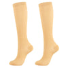 Pair of beige medical grade compression socks for veins and circulation