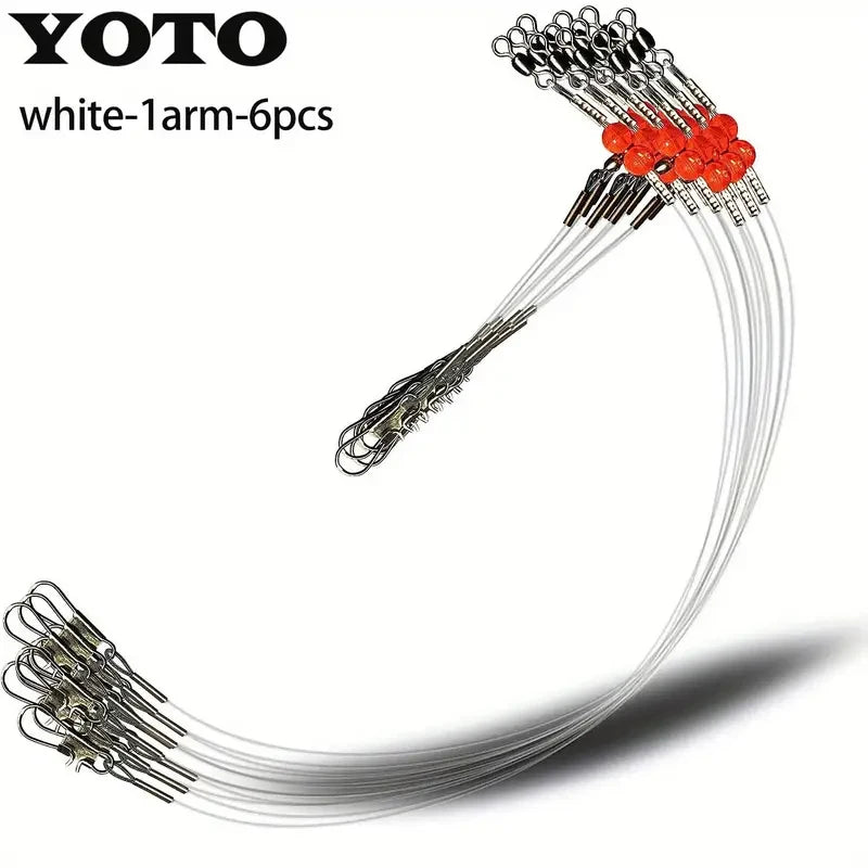 White 1-arm fishing tackle rig with six components shown against a white background.