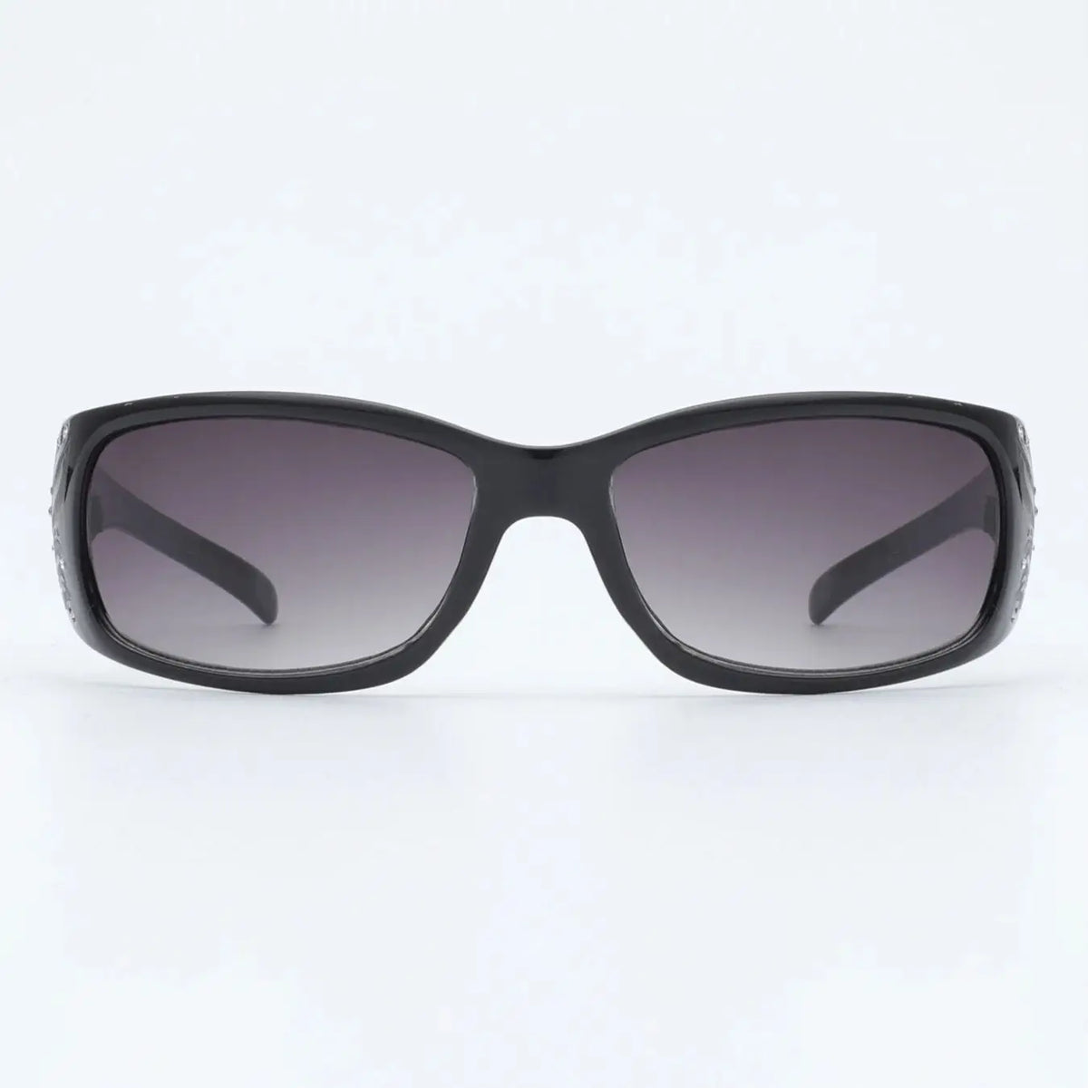 Gafas con marco cuadrado negro y lente gris degradado