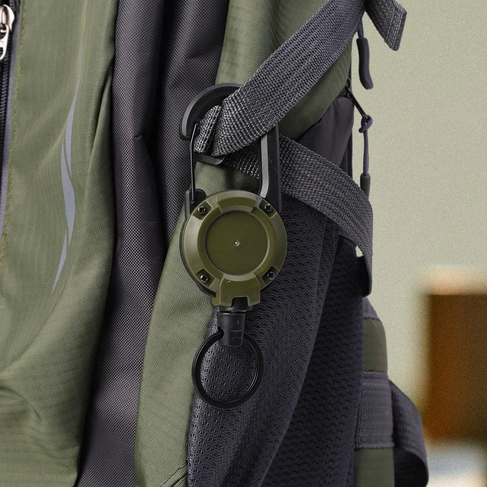 Retractable Heavy-Duty Keychain Reel with Carabiner Clip