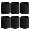 Six black sweat-absorbing sports wrist guards arranged in two rows of three.