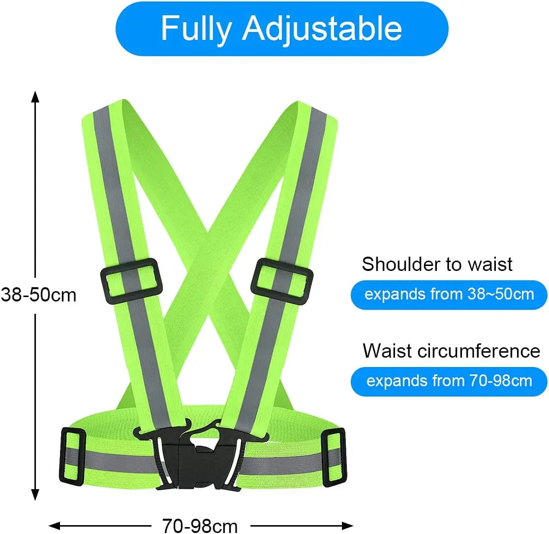 Adjustable High-Visibility Reflective Safety Vest with Wrist Straps