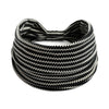 Black and white patterned stretch headbands rolled into a thick band