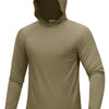 Herren-Langarmshirt in olivgrün mit Kapuze und Kragen