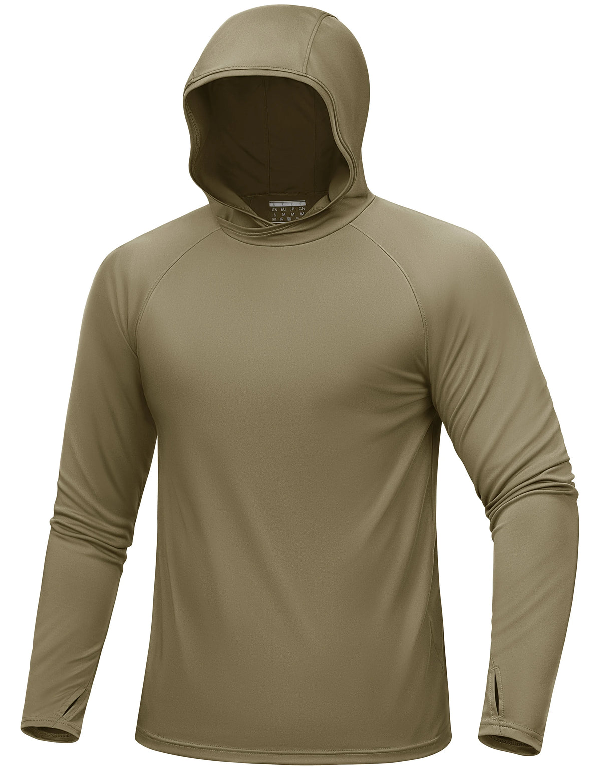 Herren-Langarmshirt in olivgrün mit Kapuze und Kragen