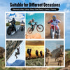A collage showing various activities like motorcycling, skiing, road racing, cycling, climbing, and outdoor adventures.