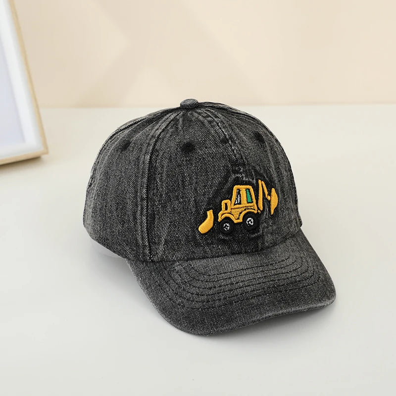 Kids' Bulldozer Baseball Cap - Soft Washed Cotton, Adjustable