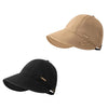 Gorra de béisbol con ala ancha y protección UV, vista lateral.