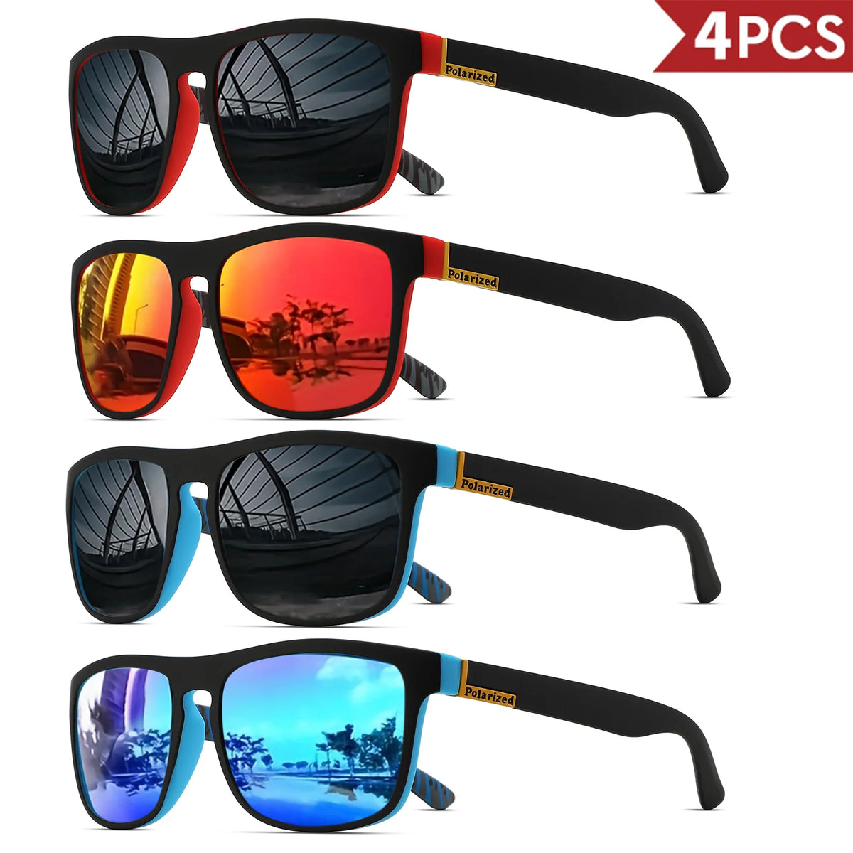 Classic Square Polarized Sunglasses with UV400 Protection for Driving, Fishing & Outdoor Wear