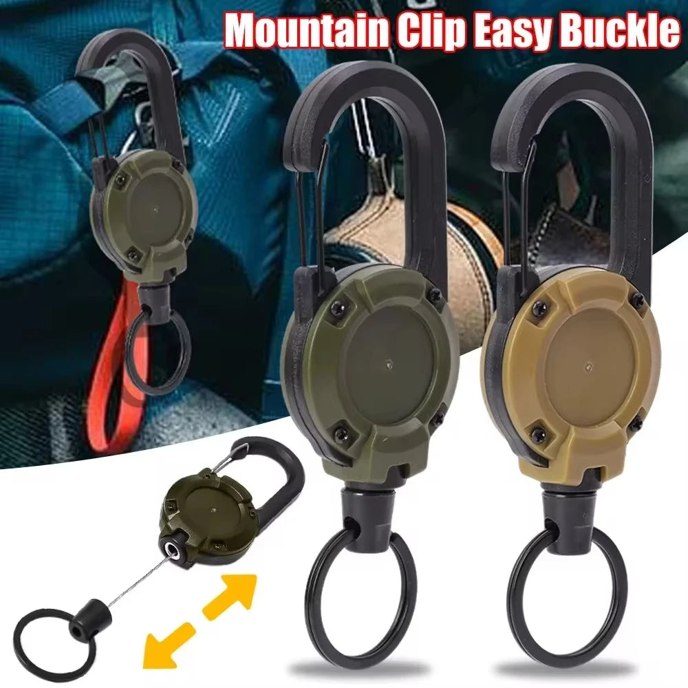 Retractable Heavy-Duty Keychain Reel with Carabiner Clip