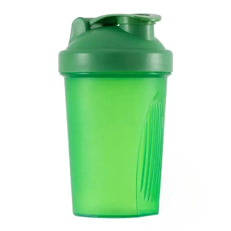 A bright green leakproof protein shaker bottle with a green cap.