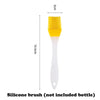 A yellow silicone brush is shown with dimensions of 3cm by 16.6cm.