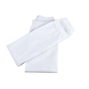 White performance rugby leg covers for football training shown flat