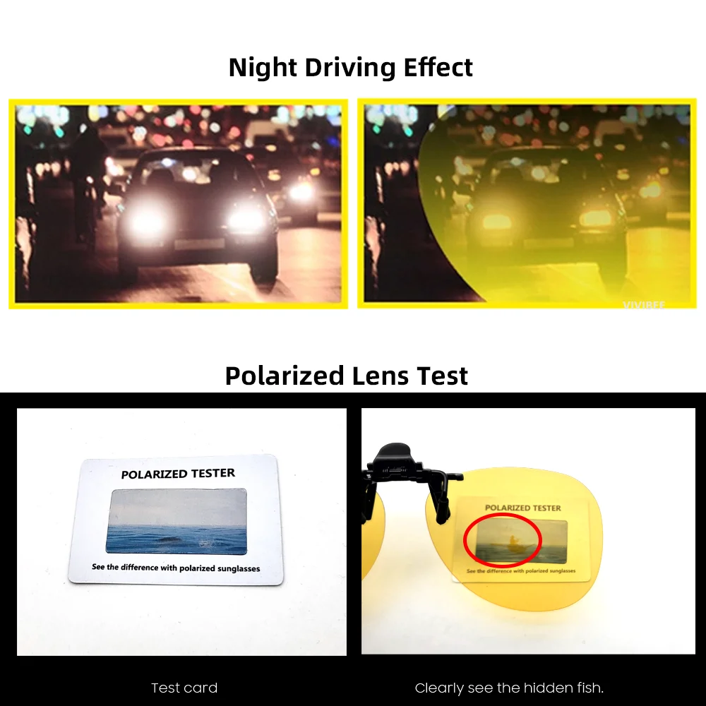 Flip-Up Clip-On Polarized Sunglasses with UV400 Protection