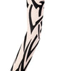 A long seamless tattoo sleeve featuring a black tribal pattern on a beige background.