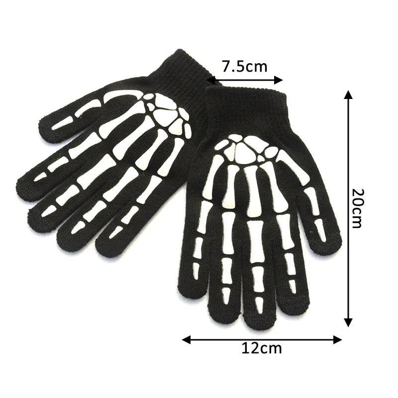 Black skeleton hand gloves for fitness and cycling, showing the palm and fingers.