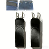 Ceinture élastique noire avec boucles argentées, à côté d'une ceinture de jean.