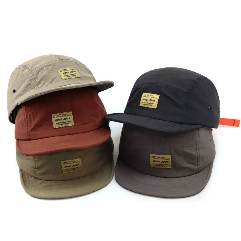 Quick-Dry 5-Panel Baseball Cap with Adjustable Strap