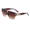 Brown retro square sunglasses with gold accents shown in a studio shot.