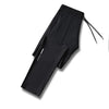 Black men's ice silk performance pants laid flat with drawstring visible