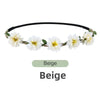 Beige floral rose wreath crown headpiece