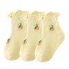 A pack of three yellow thin summer casual baby socks for kids