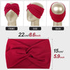 Red twisted criss cross elastic headband shown from front, side, and back views.