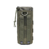 Olive green tactical MOLLE water bottle pouch with a loop closure