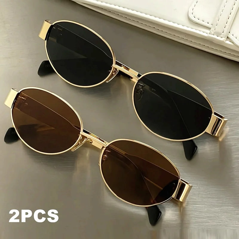 Classic Oval Metal Sunglasses with UV400 Protection