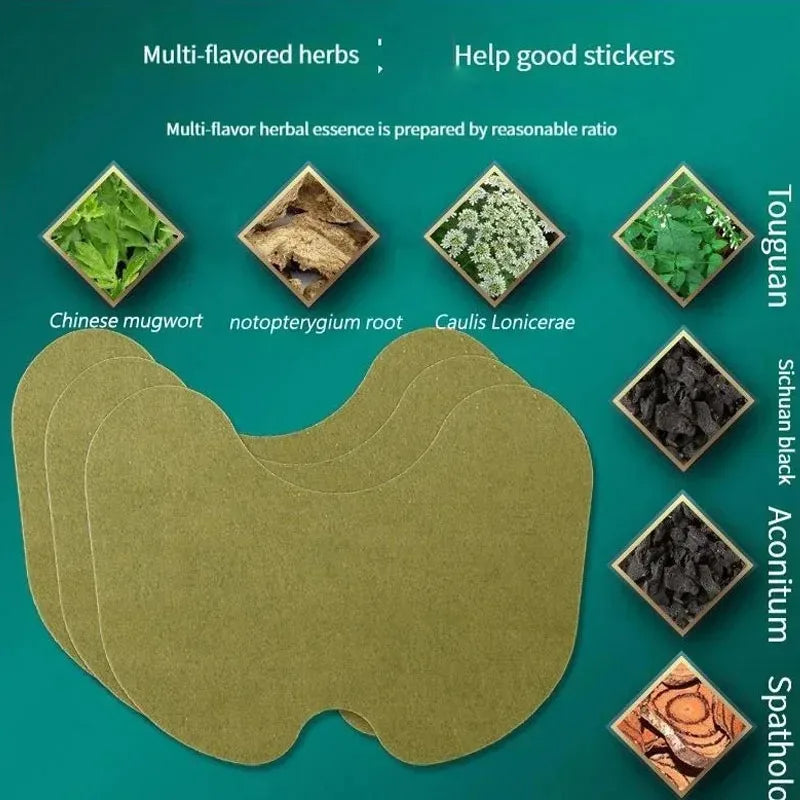 A collection of multi-flavored herbal essence stickers including Chinese mugwort, notopterygium root, Caulis, and Licorice, p