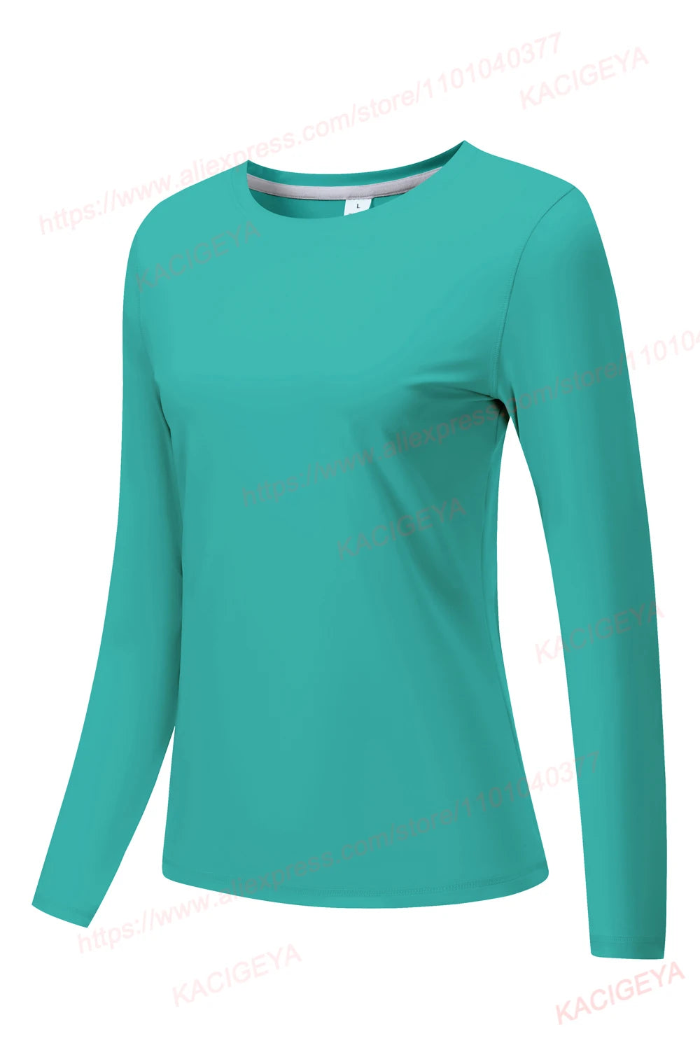 Top de yoga y running, de manga larga, ligero y transpirable, color verde azulado para mujeres