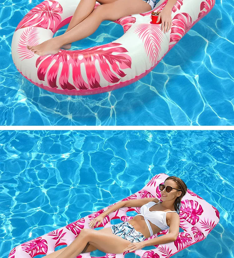 Striped Inflatable Pool Hammock for Adults