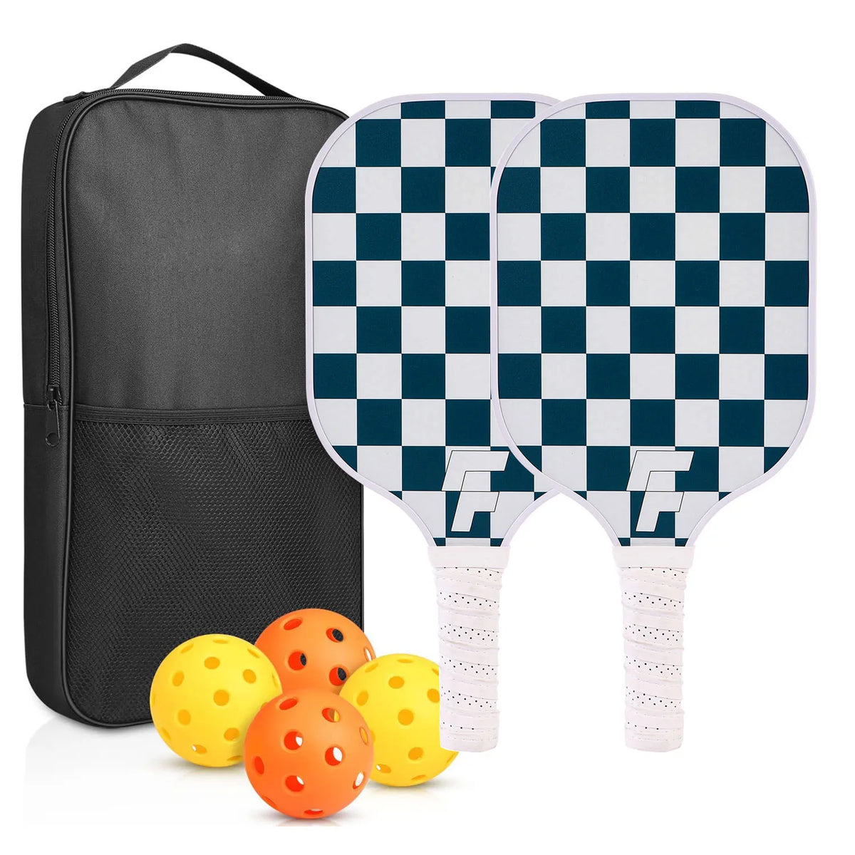 2-Piece Fiberglass Pickleball Paddle Set with 4 Balls for Beginners
