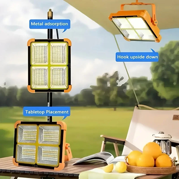 Solar Powered LED Work Light with Hanging Hook for Outdoor Use