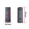 A black tactical rail panel kit for airsoft guns showing dimensions and mounting features.