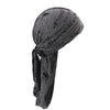 A gray distressed pirate style durag head wrap