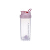 Klare lila, portable Protein-Shaker-Flasche mit rosa Deckel.