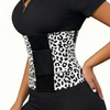 Leopard Print Waist Trainer with Double Belt Closure