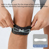 A person is applying a silicone pad to their knee during exercise, demonstrating the fit of the patella support.